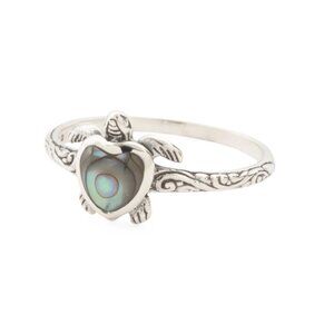 ANNIKA WITT Silver Made In Bali Abalone Sterling Silver Filigree Turtle Ring